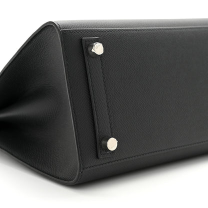 Hermes Epsom Horseshoe Birkin Sellier 25 Black Bleu Pale 9 of 11