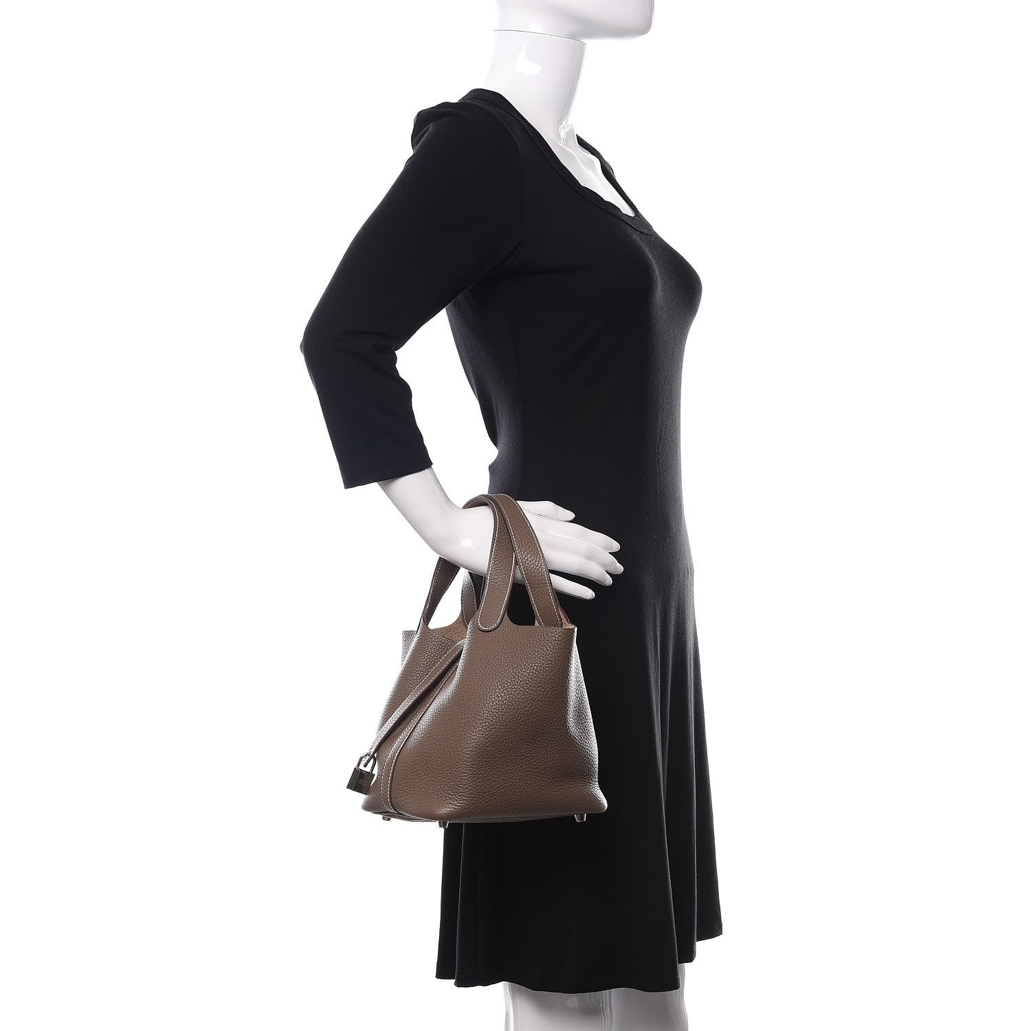 Hermes Taurillon Clemence Picotin Lock 18 PM Etoupe 2 of 9