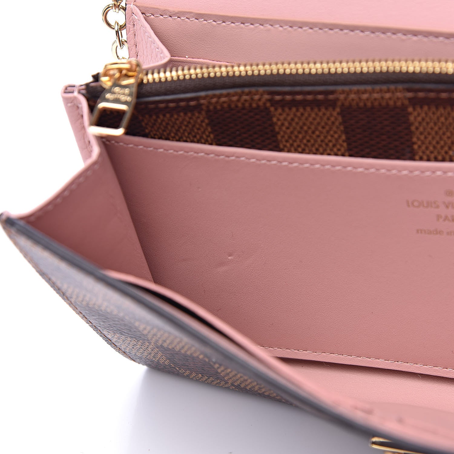 Louis Vuitton Damier Ebene Croisette Chain Wallet Rose Ballerine 9 of 10