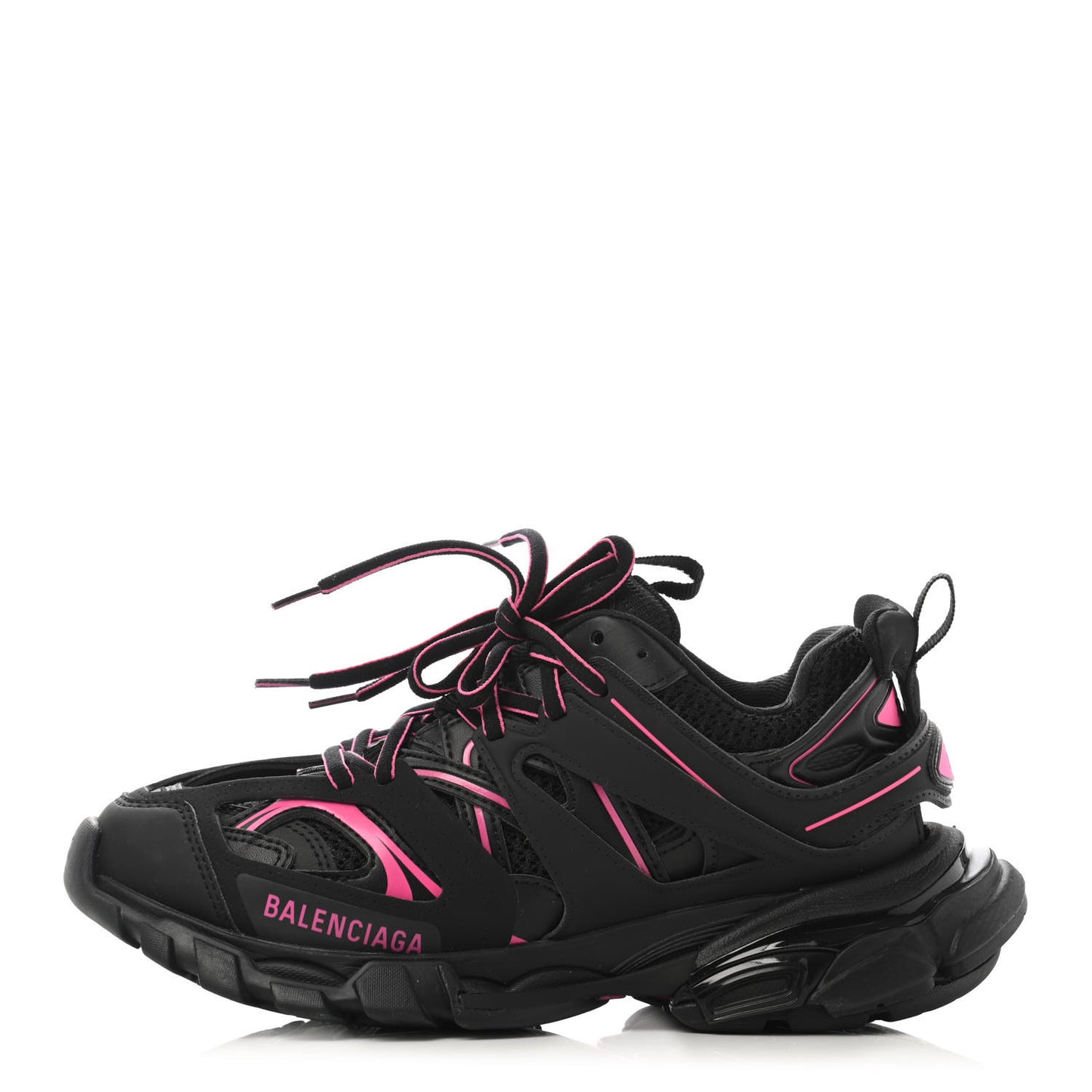 Mesh Rubber Bi-Color Womens Track Sneakers 37 Black Neon Pink