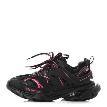 Balenciaga Mesh Rubber Bi-Color Womens Track Sneakers 37 Black Neon Pink 1 of 4