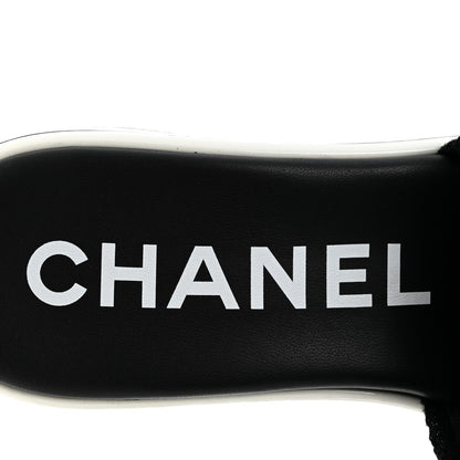 Chanel Cotton Logo Mule Sandals 41 Black White 8 of 10