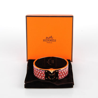 Hermes Enamel Printed Wide Hinged Bracelet 6 of 7