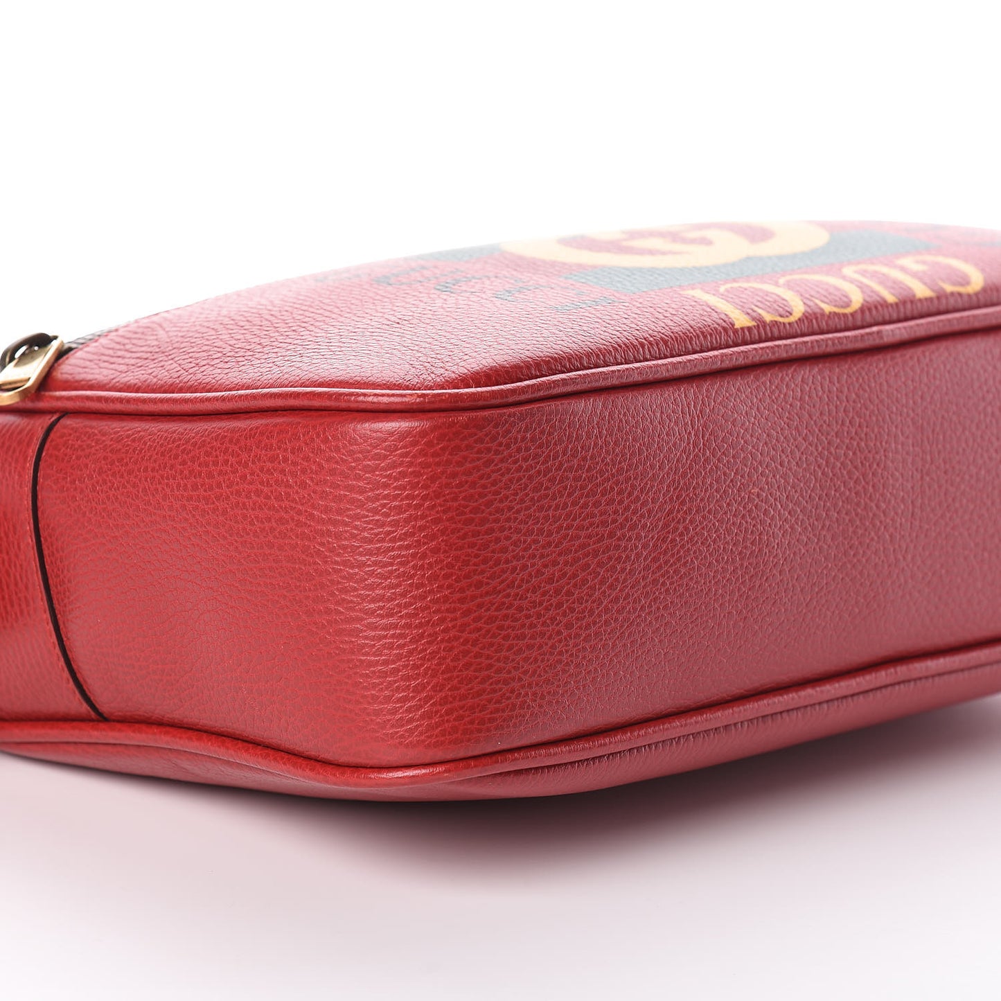 Pebbled Calfskin Logo Messenger Bag Hibiscus Red