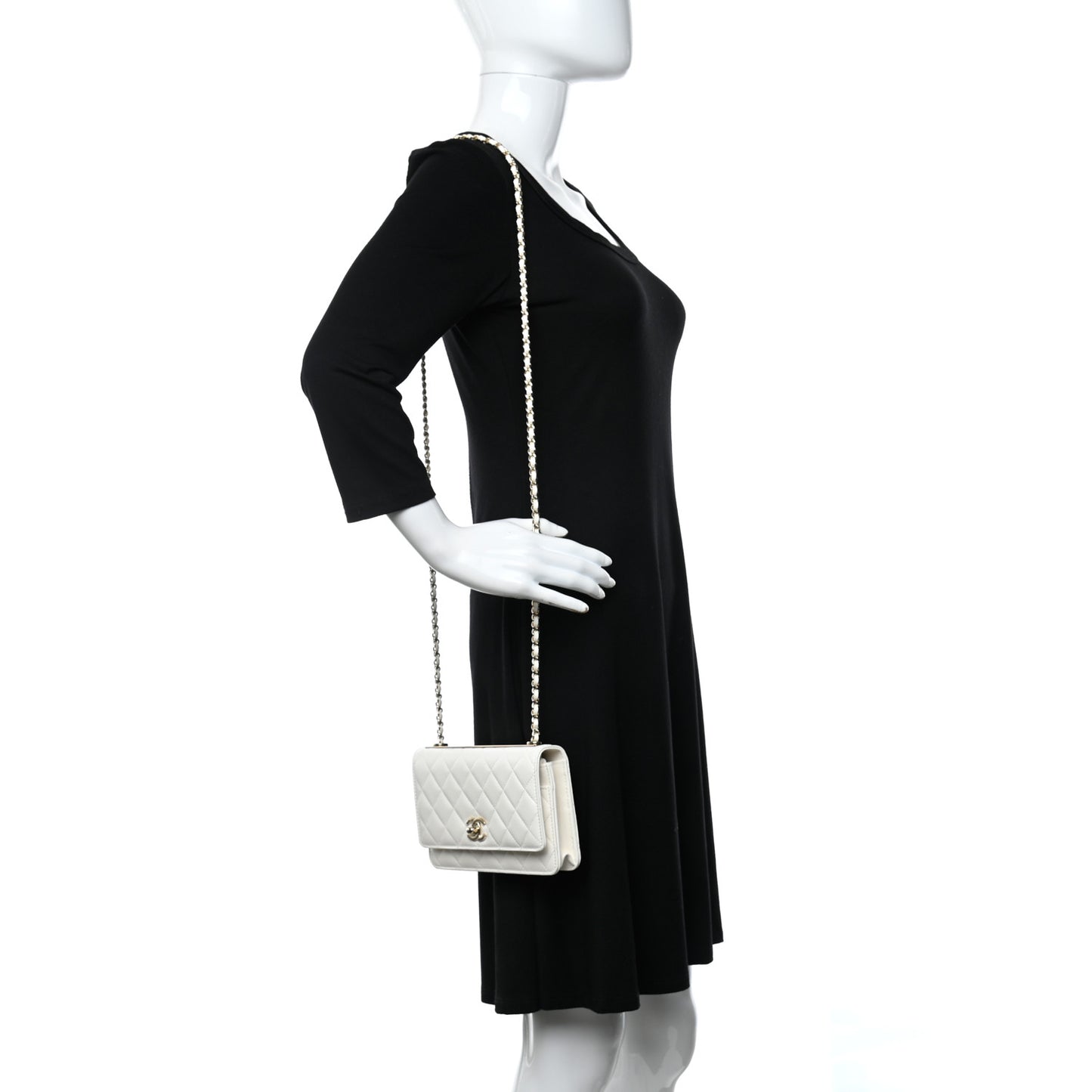 Lambskin Quilted Trendy CC Wallet On Chain WOC White