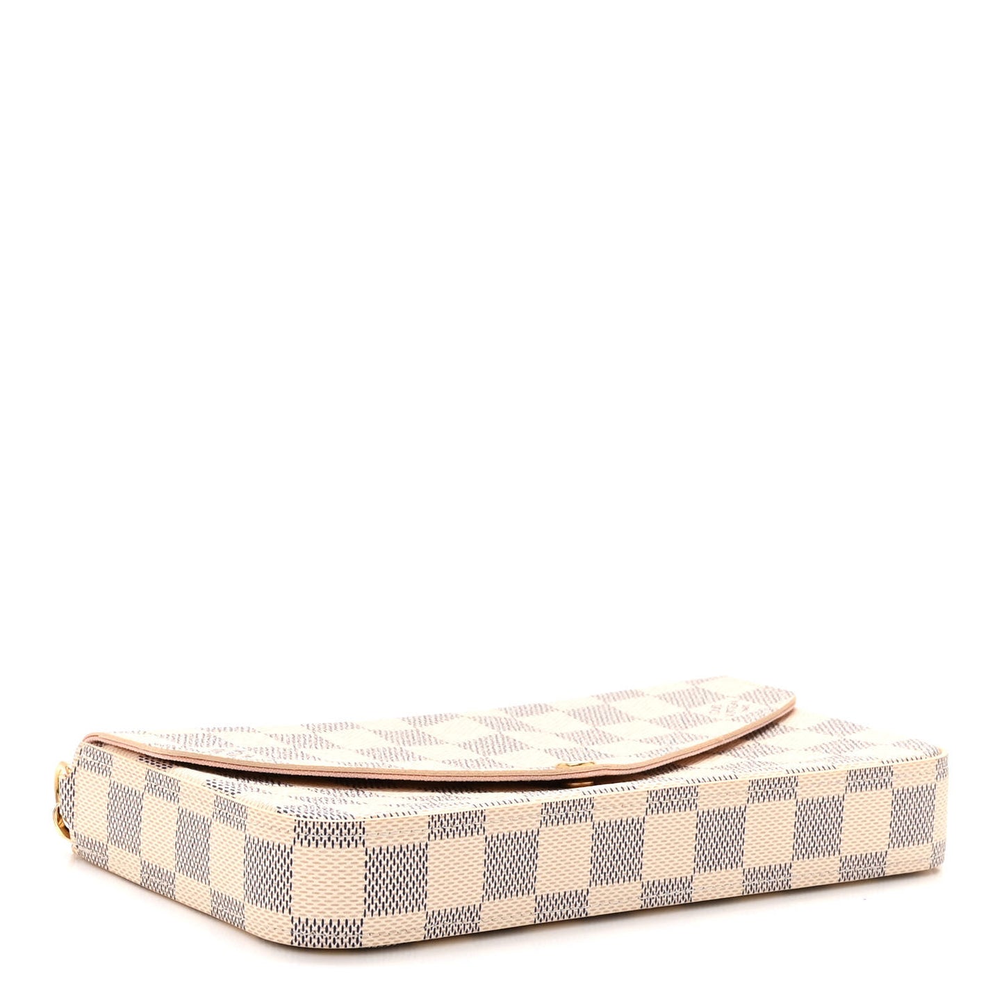 Damier Azur Pochette Felicie Chain Wallet Rose Ballerine