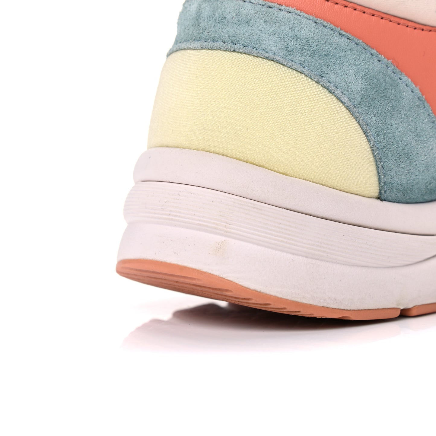 Nylon Lambskin Suede Calfskin CC Sneakers 38.5 Coral Light Blue White