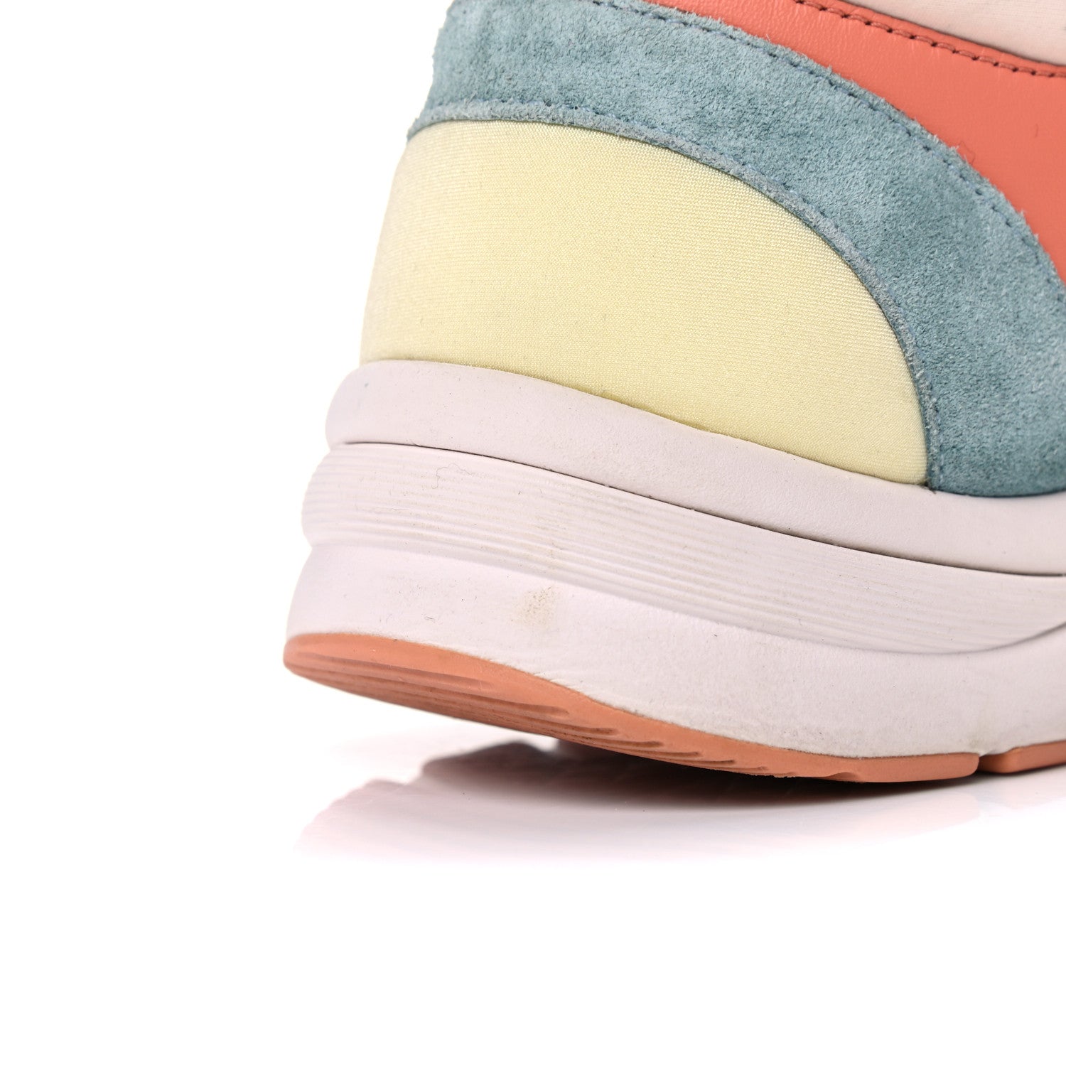 Chanel Nylon Lambskin Suede Calfskin CC Sneakers 38.5 Coral Light Blue White 15 of 18