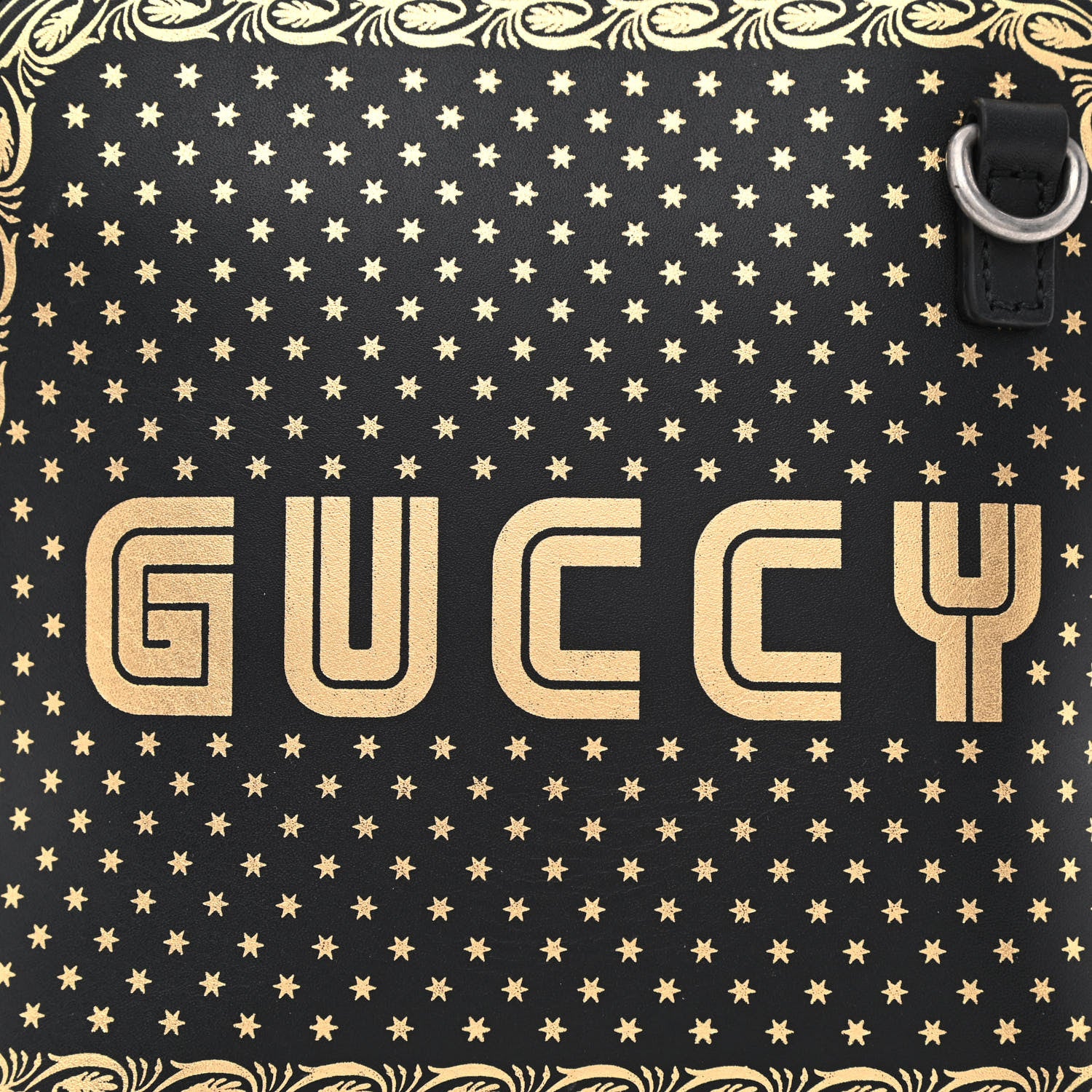 Gucci X SEGA Calfskin GUCCY Stars Mini Dome Shoulder Bag Black Gold 8 of 10