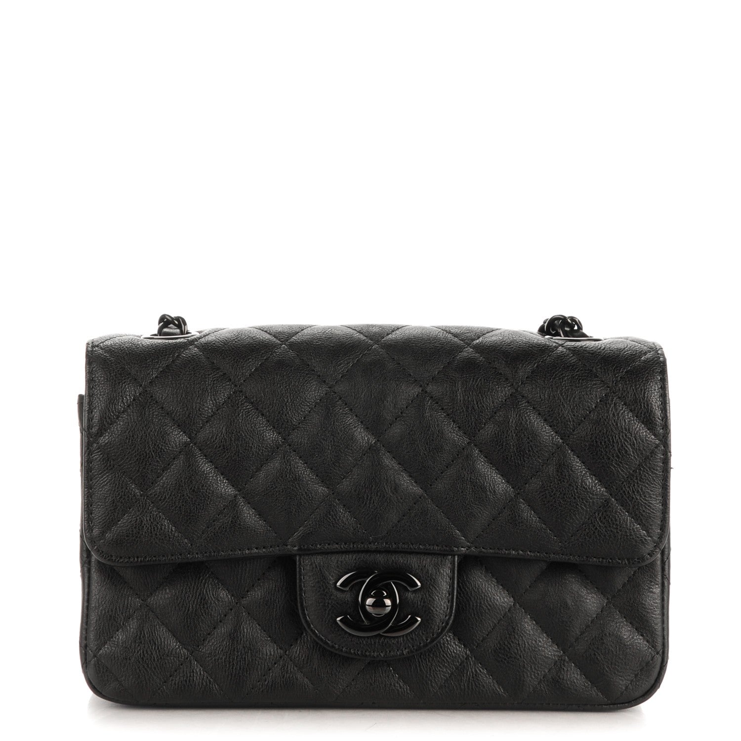 Chanel Crumpled Calfskin Quilted Mini Rectangular Flap So Black 1 of 8