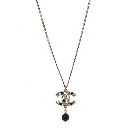 Chanel Ruthenium Crytsal CC Bead Drop Necklace Black 1 of 6