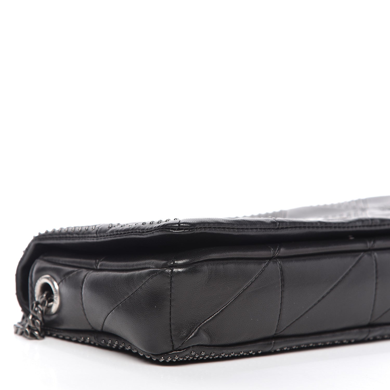 Saint Laurent Lambskin Patchwork Micro Stud Monogram Medium Jamie Baguette Black 6 of 9