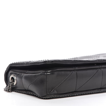 Saint Laurent Lambskin Patchwork Micro Stud Monogram Medium Jamie Baguette Black 6 of 9