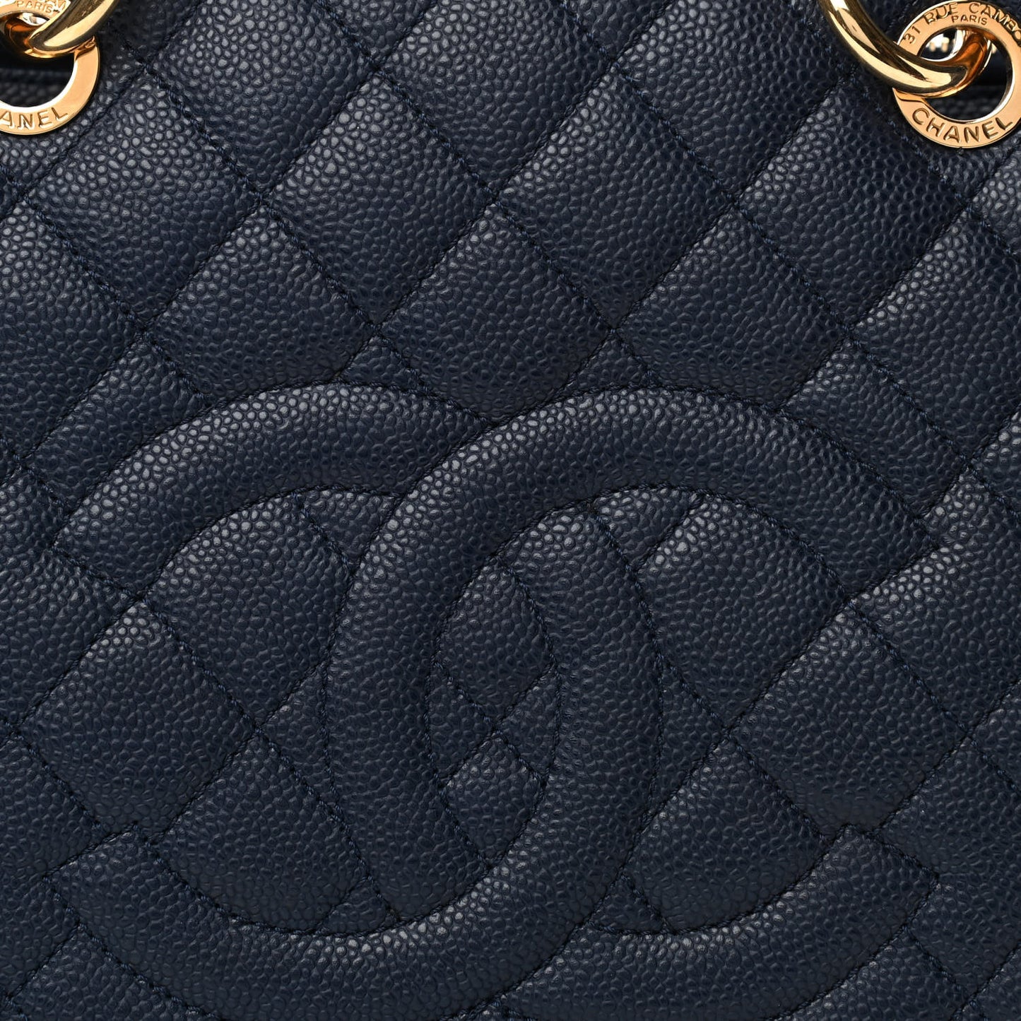 Caviar Quilted Grand Shopping Tote GST Dark Navy Blue