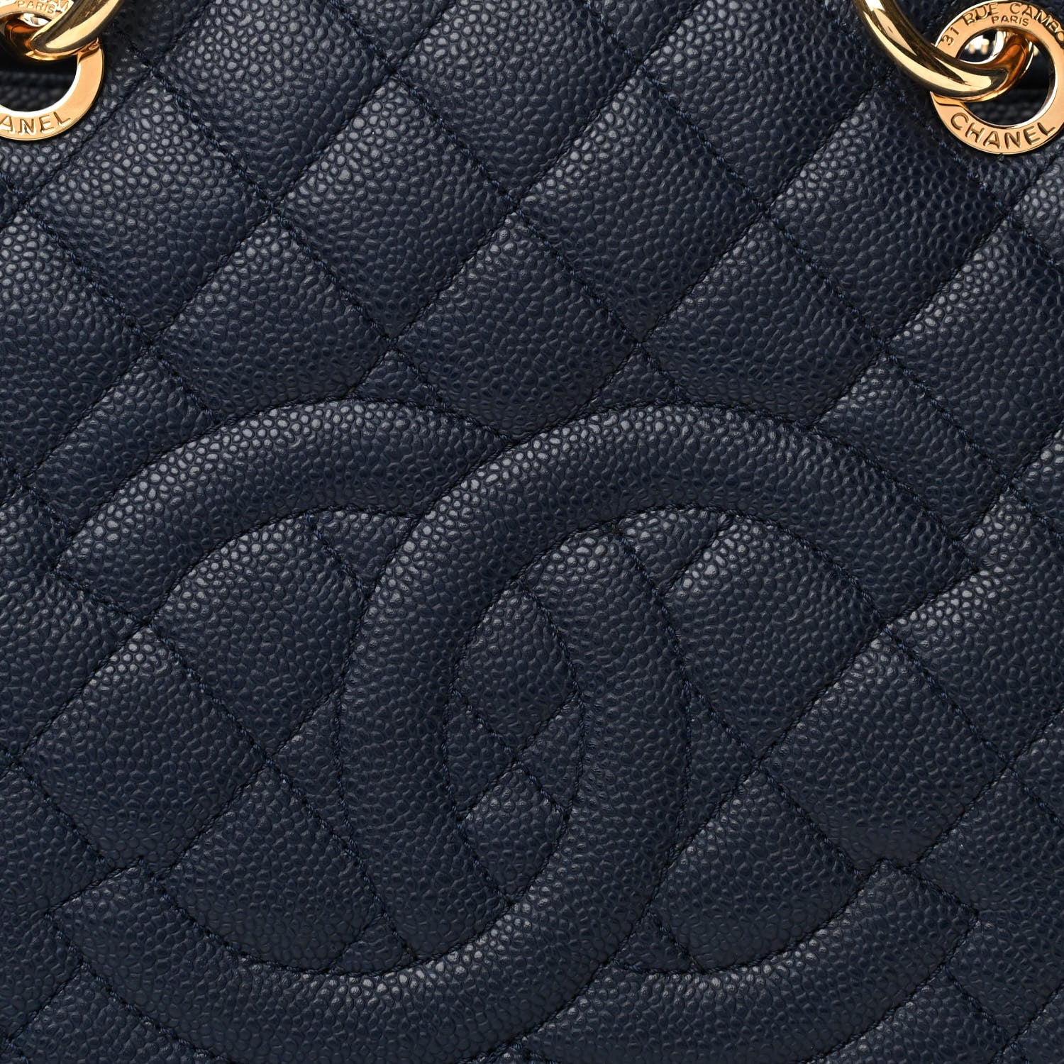 Chanel Caviar Quilted Grand Shopping Tote GST Dark Navy Blue 8 of 10