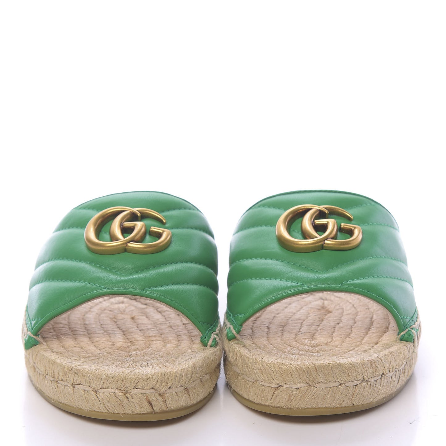 Nappa Matelasse GG Marmont Espadrille Slide Sandals 35 New Shamarock