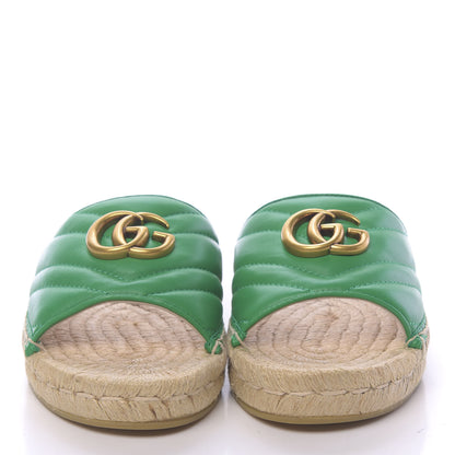 Gucci Nappa Matelasse GG Marmont Espadrille Slide Sandals 35 New Shamarock 2 of 11