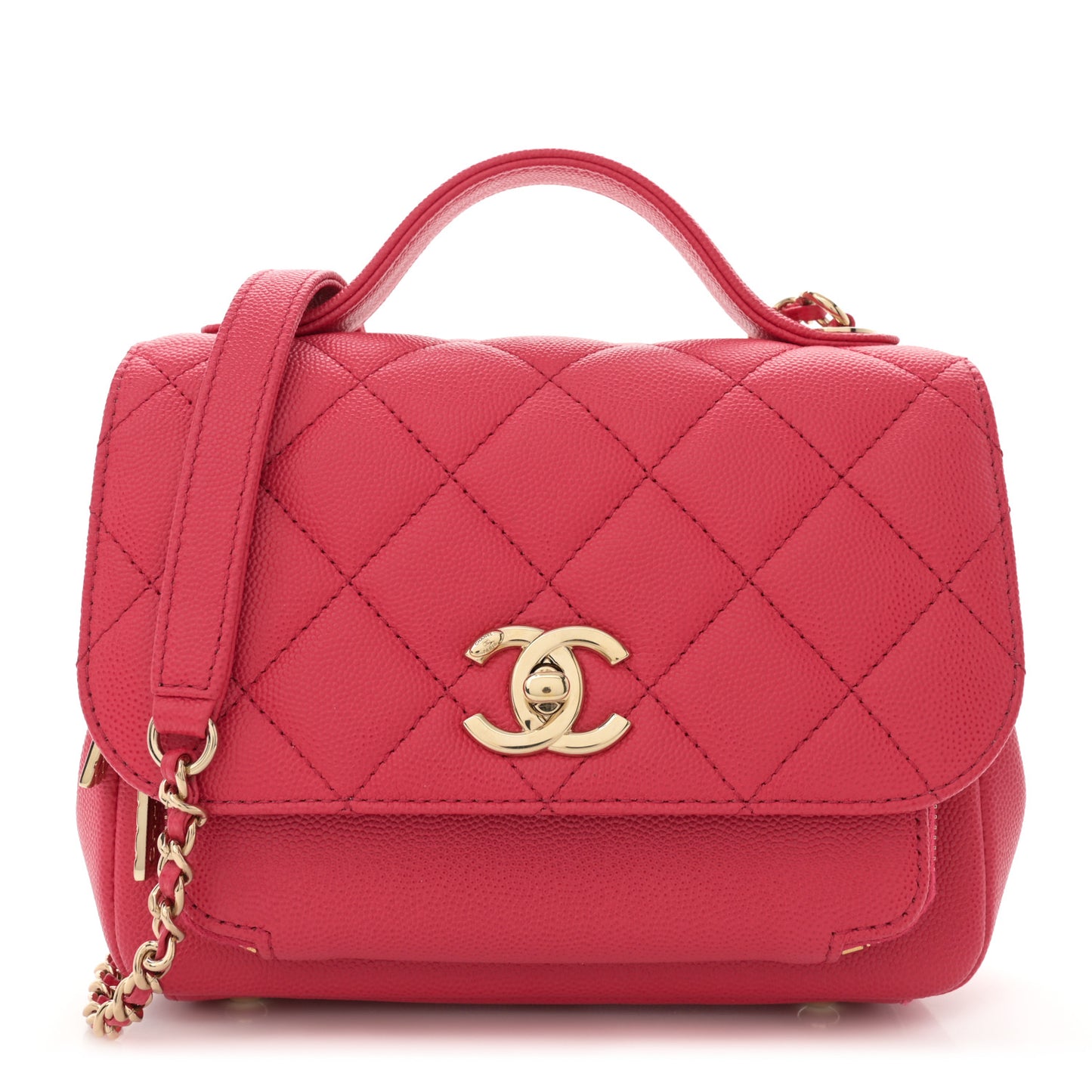 Caviar Quilted Small Business Affinity Flap Red