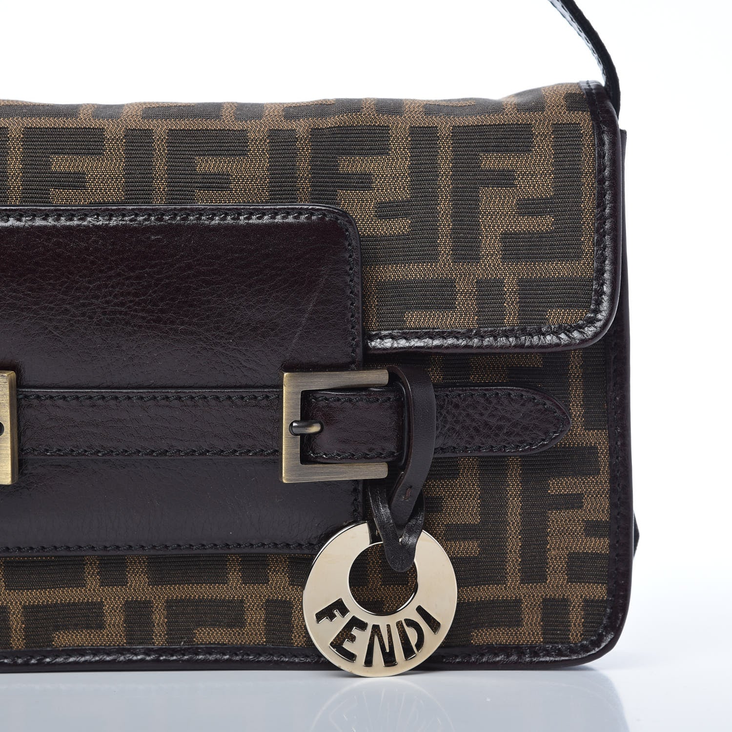Fendi Zucca Calfskin Shoulder Bag Tobacco 10 of 10