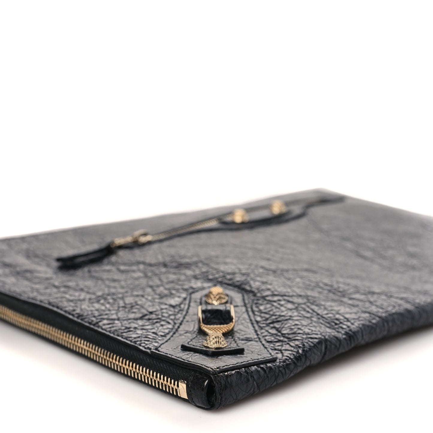 Agneau Giant 12 Gold Hardware Pouch Clutch Black