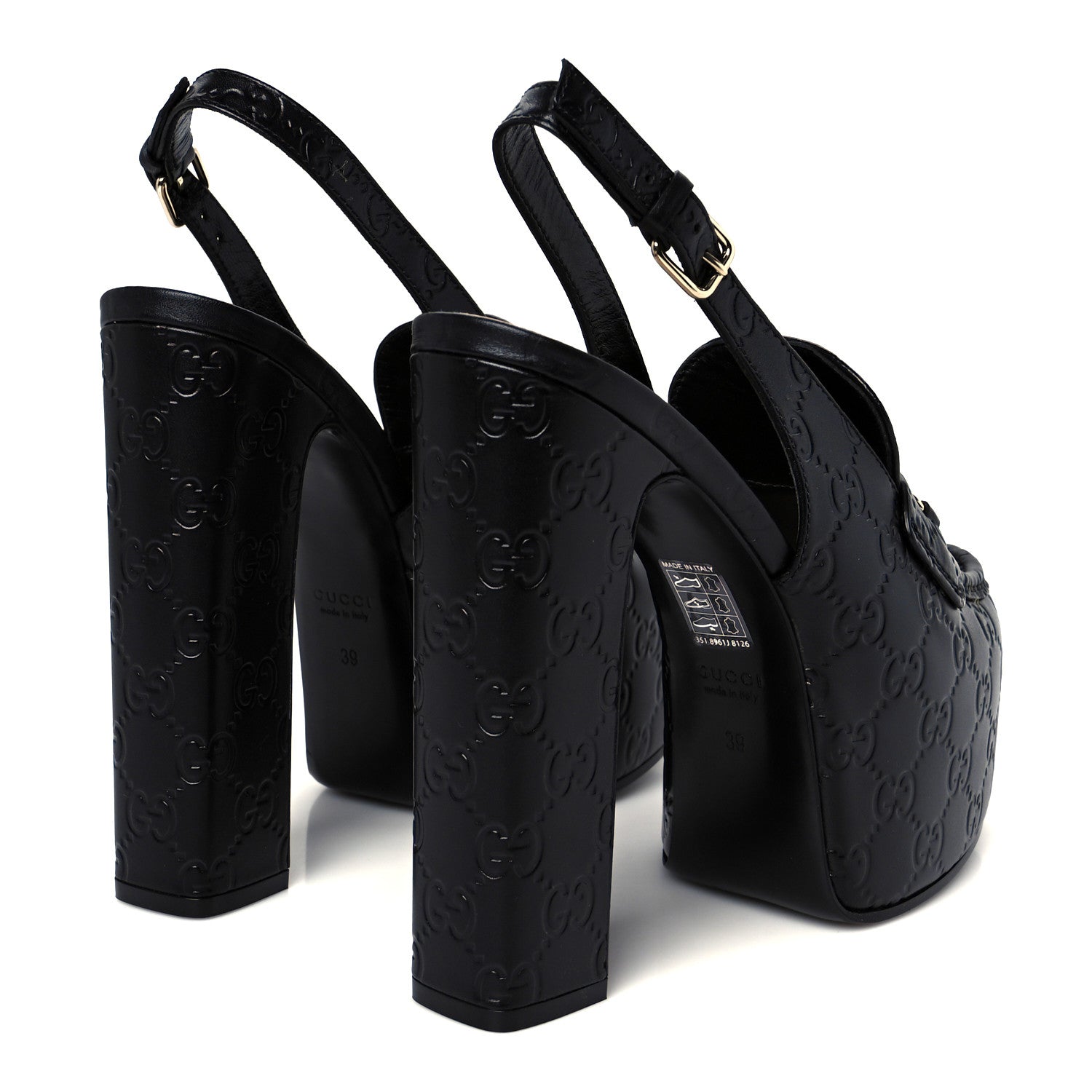 Gucci Guccissima Horsebit Platform 70/160mm Slingback Mules 39 Black 5 of 10