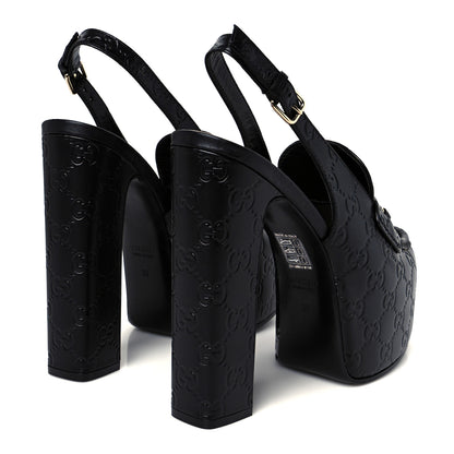 Gucci Guccissima Horsebit Platform 70/160mm Slingback Mules 39 Black 5 of 10