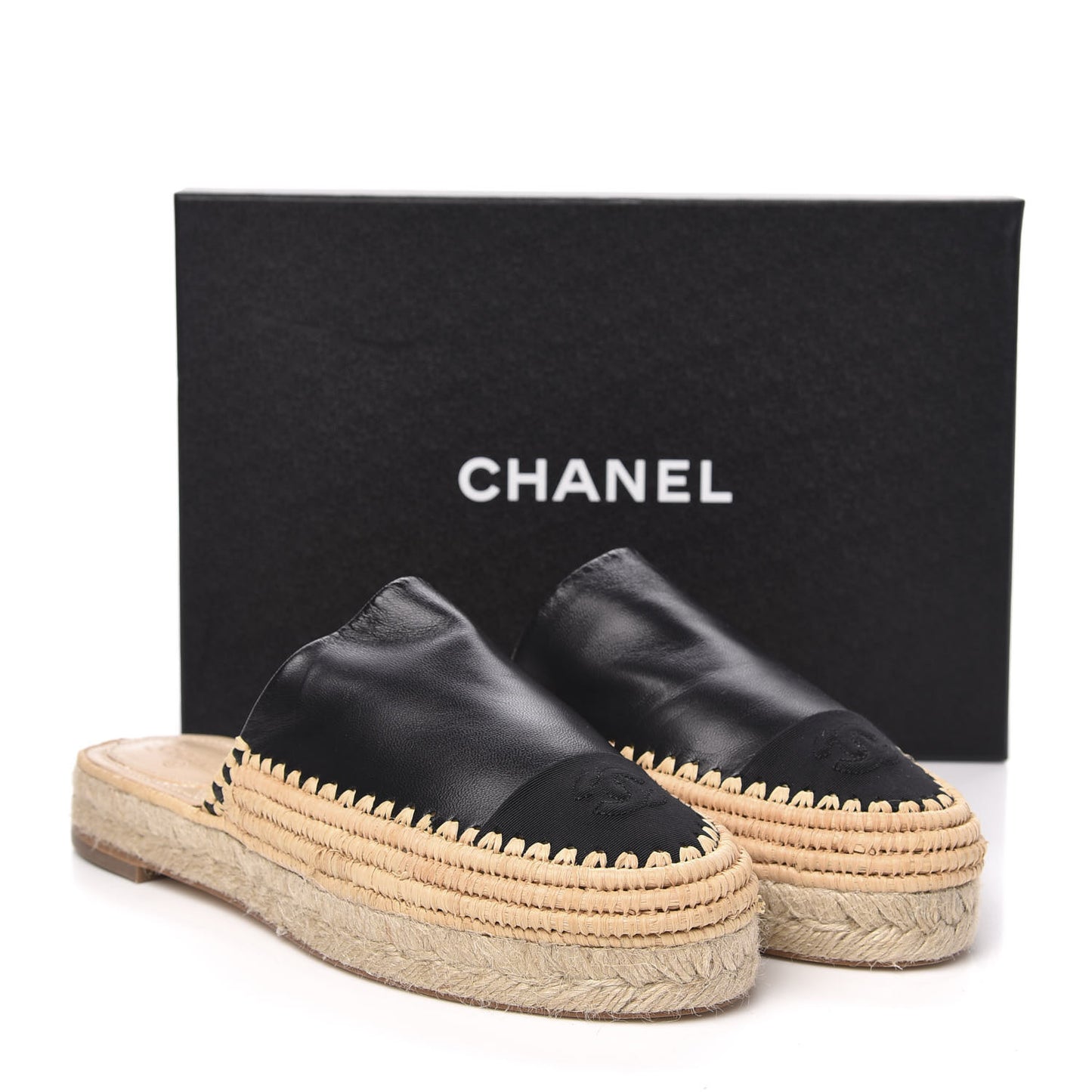 Lambskin Grosgrain CC Espadrille Mules 41 Black