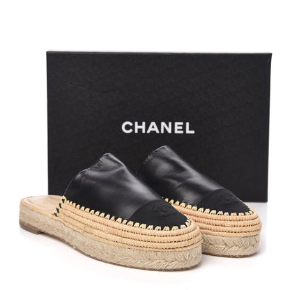 Chanel Lambskin Grosgrain CC Espadrille Mules 41 Black 10 of 10