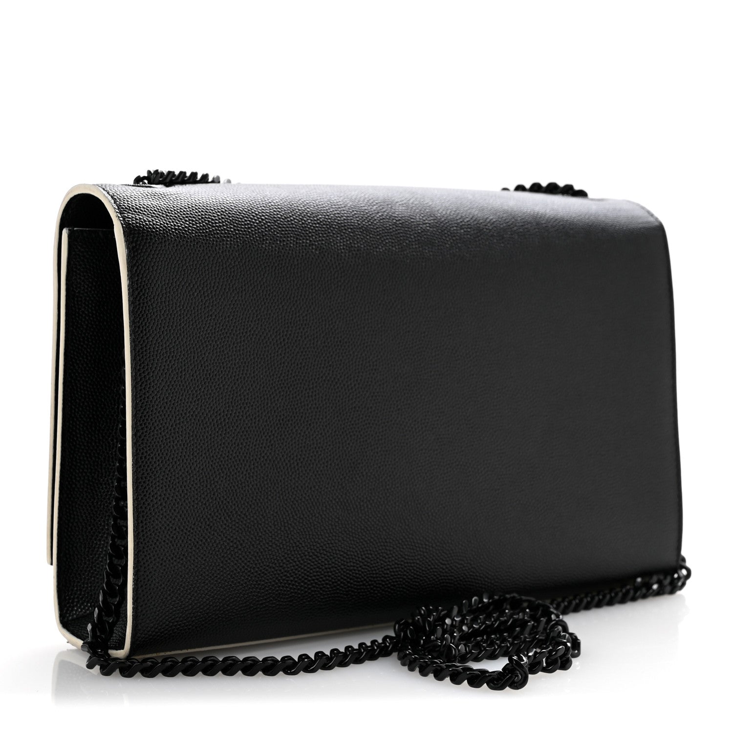 Saint Laurent Grain De Poudre Medium Classic Monogram Kate Satchel Black White 3 of 13