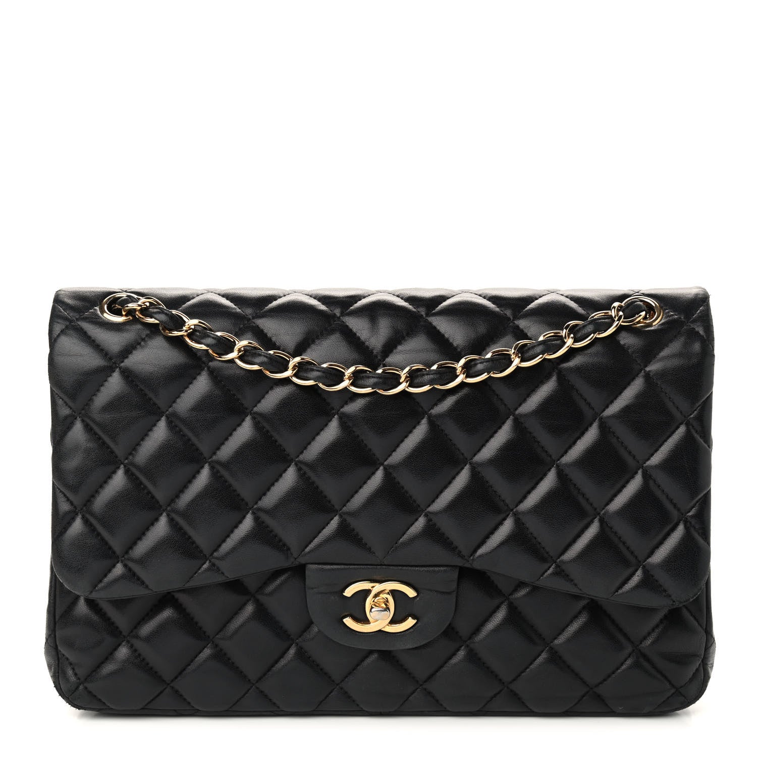 Chanel Lambskin Quilted Jumbo Double Flap Black 1 of 9