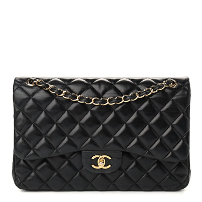 Chanel Lambskin Quilted Jumbo Double Flap Black 1 of 9