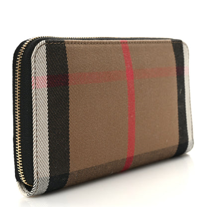 Burberry Calfskin Haymarket Check Elmore Zip Around Wallet Black 3 of 9