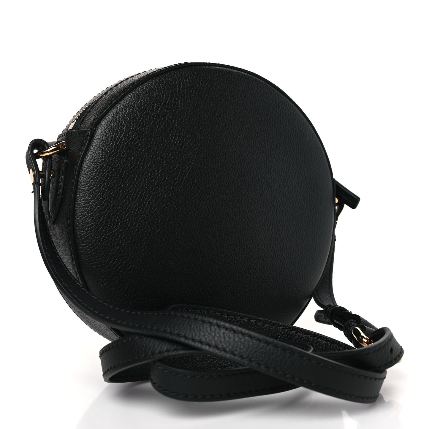 Calfskin Mini La Medusa Chain Round Crossbody Bag Black