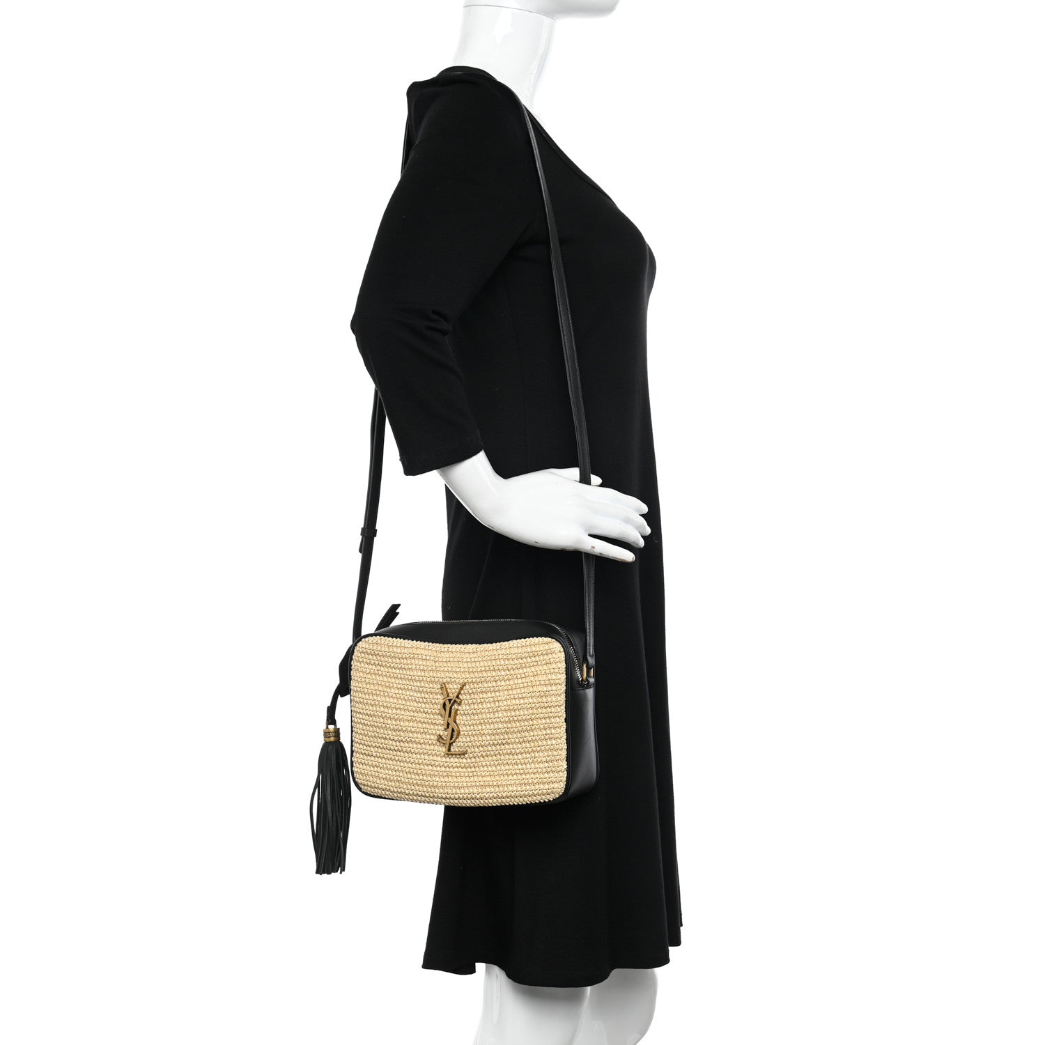 Saint Laurent Raffia Canvas Monogram Lou Camera Bag Naturel 2 of 11