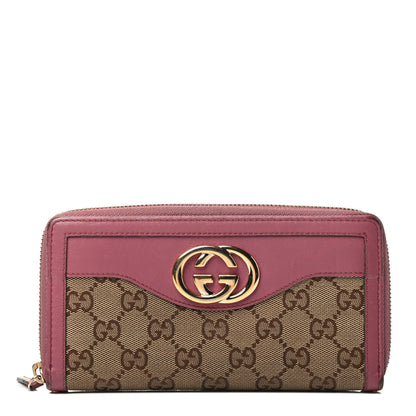 Gucci Monogram Margaux Calfskin Sukey Zip Around Wallet Beige Ebony Vintage Rose 1 of 3