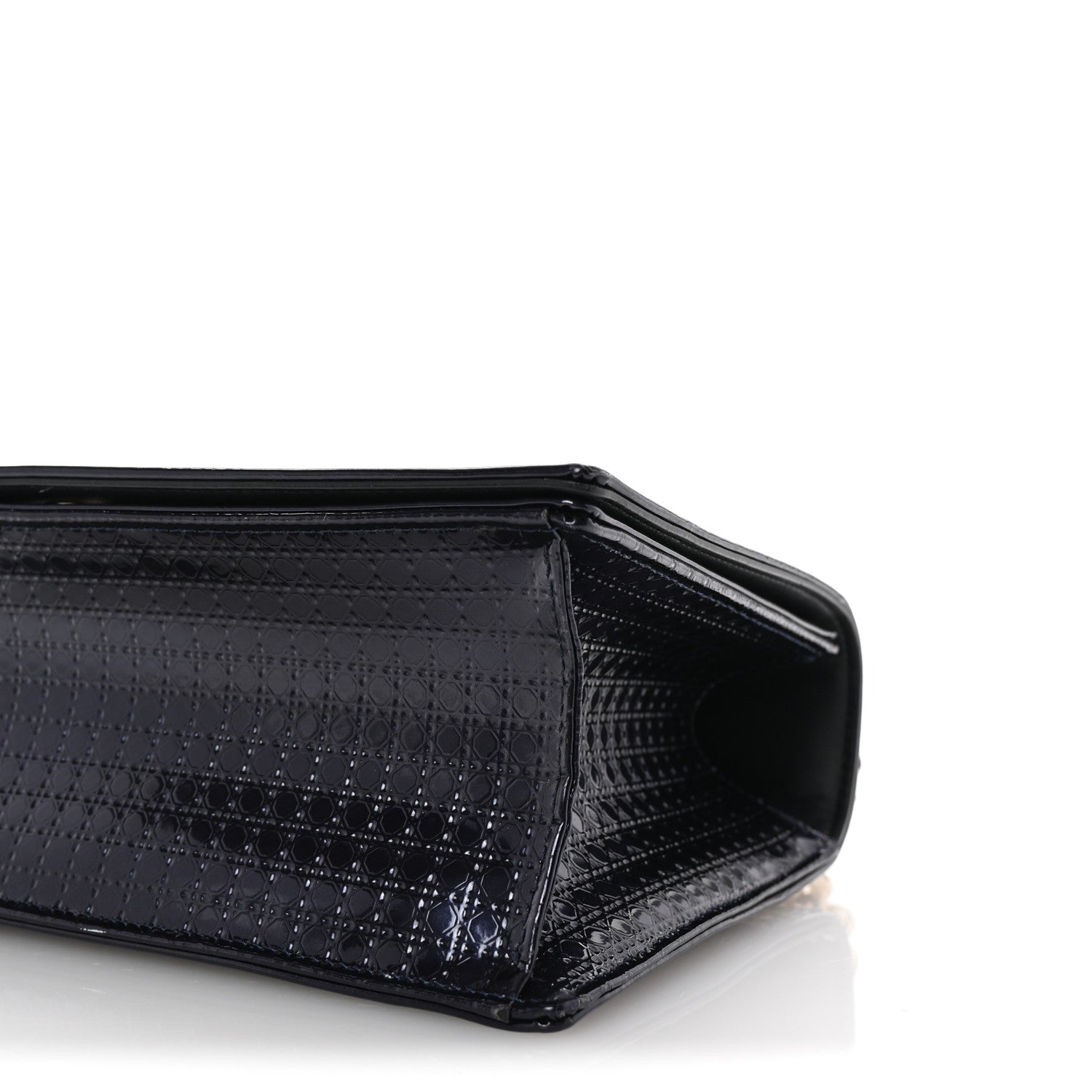 Christian Dior Metallic Patent Micro-Cannage Medium Diorama Flap Bag Navy Blue 10 of 10