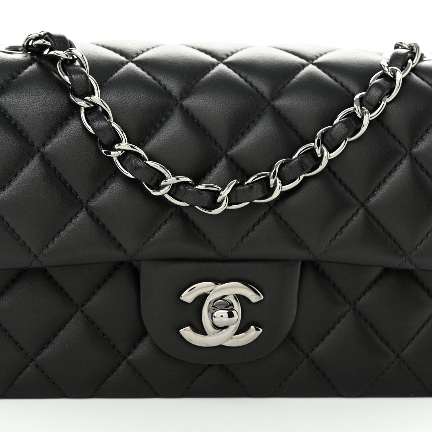 Chanel Lambskin Quilted Mini Rectangular Flap Black 8 of 11