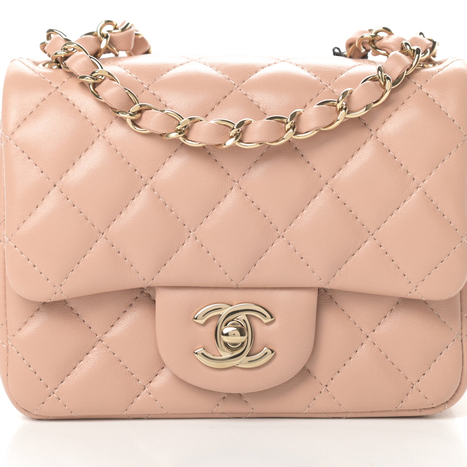 Chanel Lambskin Quilted Mini Square Flap Beige 8 of 12
