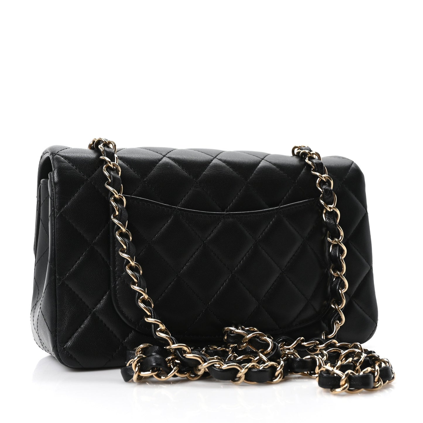 Lambskin Quilted Mini Rectangular Flap Black