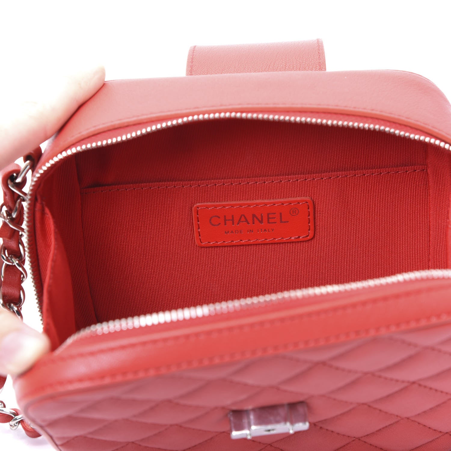 Chanel Lambskin Quilted Mini CC Box Camera Bag Red 7 of 10