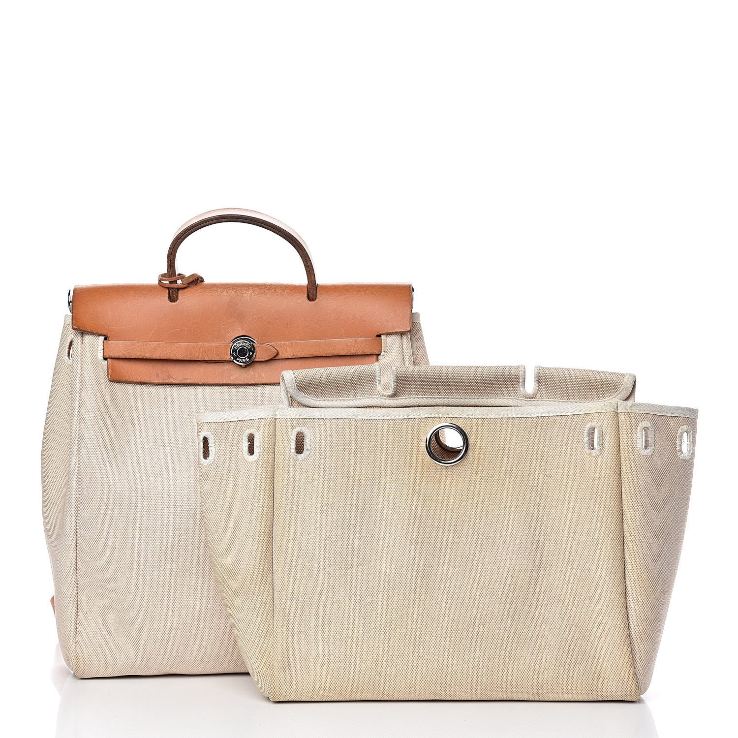 Hermes Toile Vache Calfskin Herbag 30 PM Backpack Natural 9 of 26