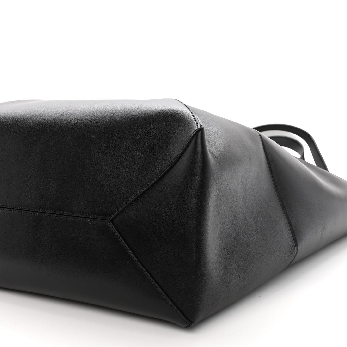 Shiny Calfskin Large Puzzle Fold Tote Black