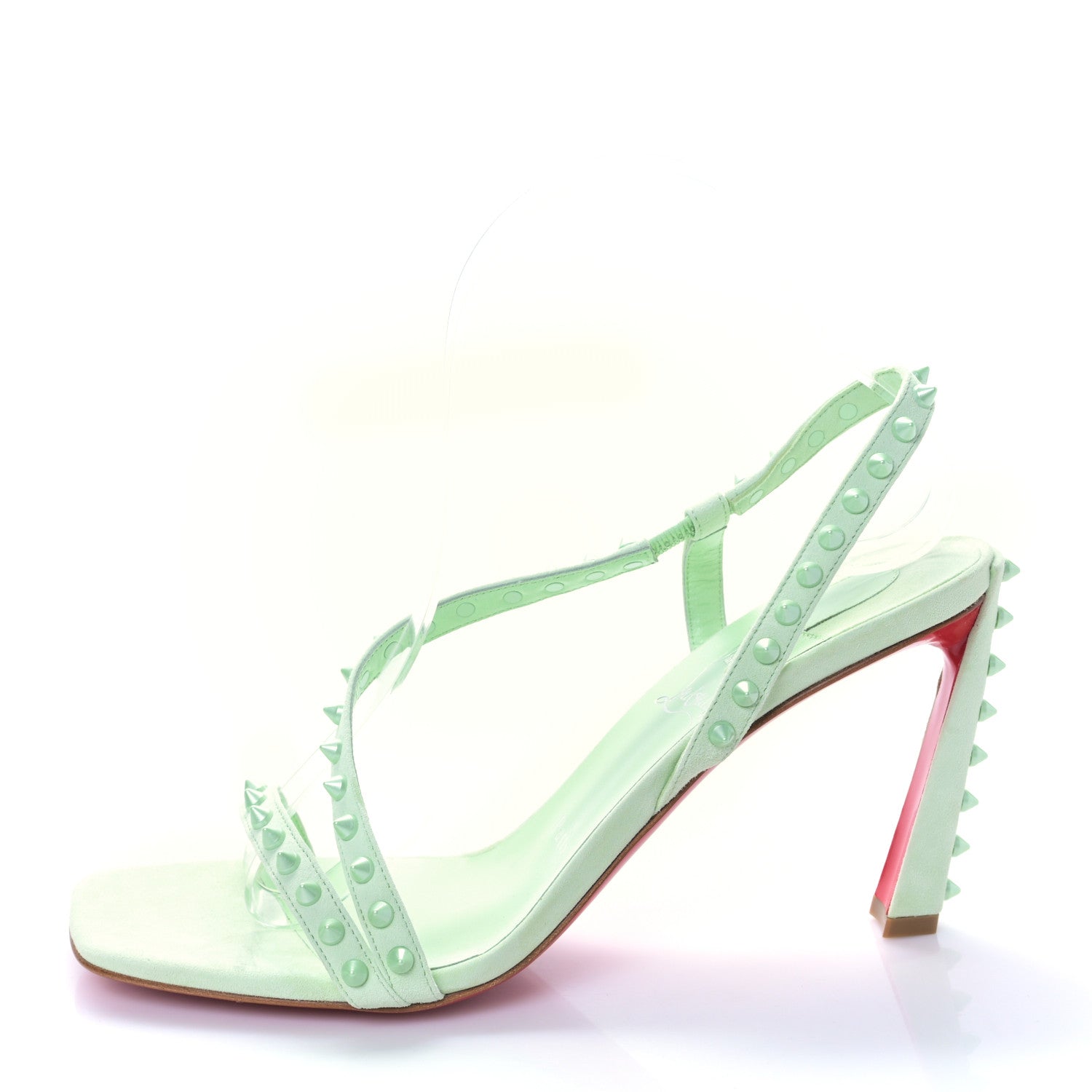 Christian Louboutin Suede Rosa Condorapik 85 Spike Sandals 38.5 Studio Green 1 of 8