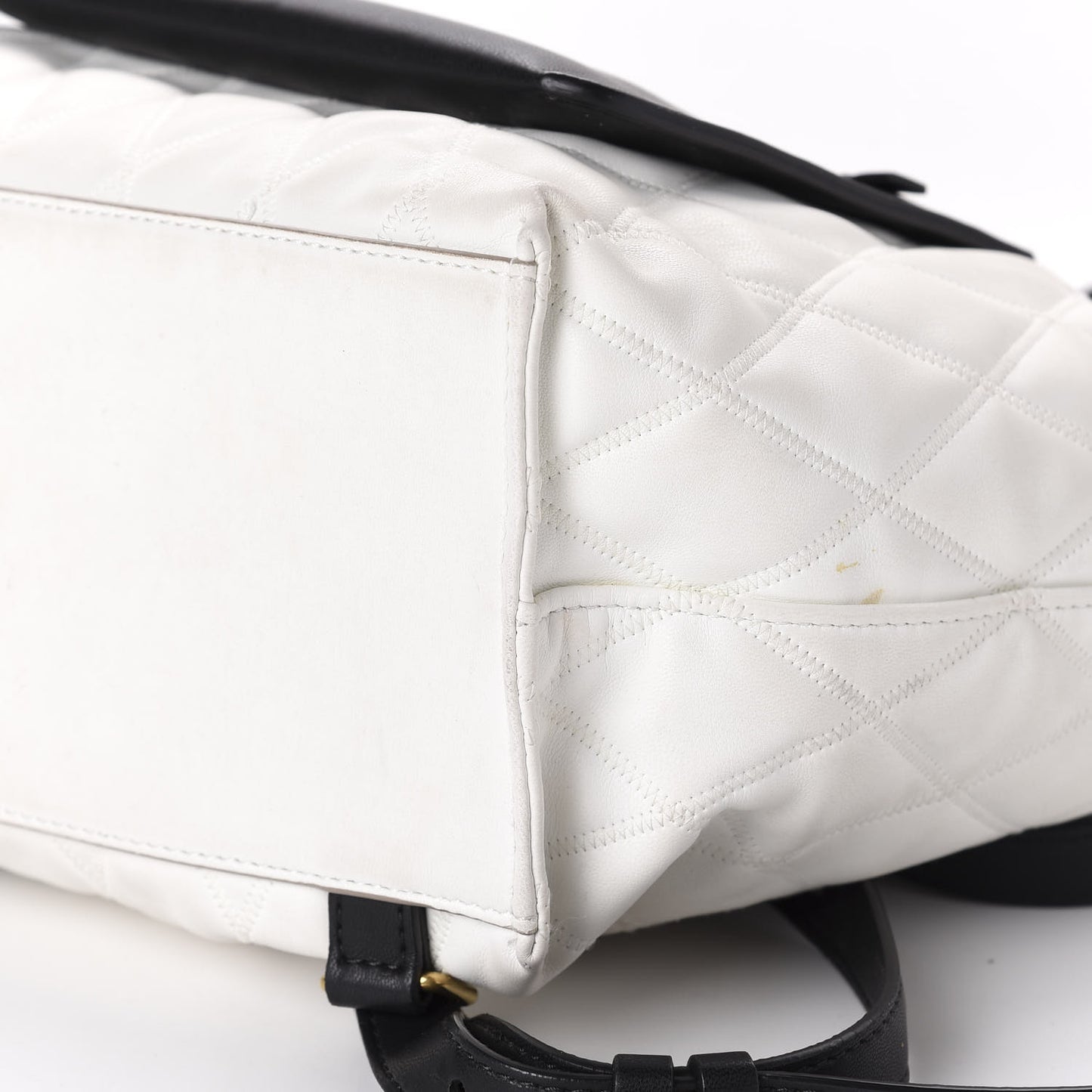 Rubberized Canvas Quilted Duo Backpack White