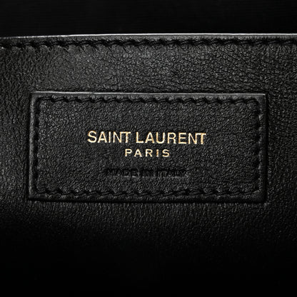 Saint Laurent Calfskin Raffia Mini Shopper Tote Naturale Black 6 of 13
