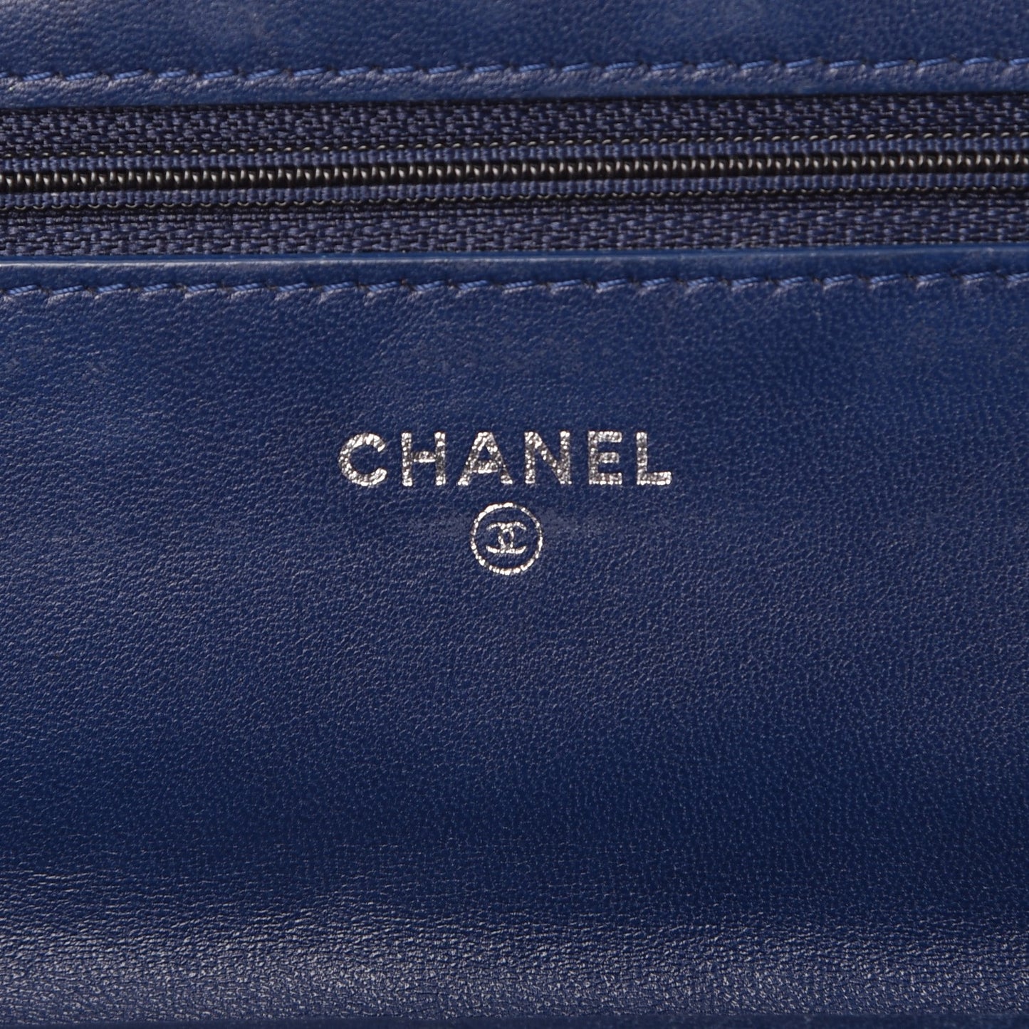 Patent Calfskin Quilted Reissue Wallet On Chain WOC Dark Navy Blue