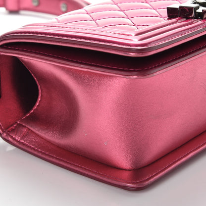 Chanel Metallic Patent Calfskin Quilted Small Boy Flap Pink 8 of 9