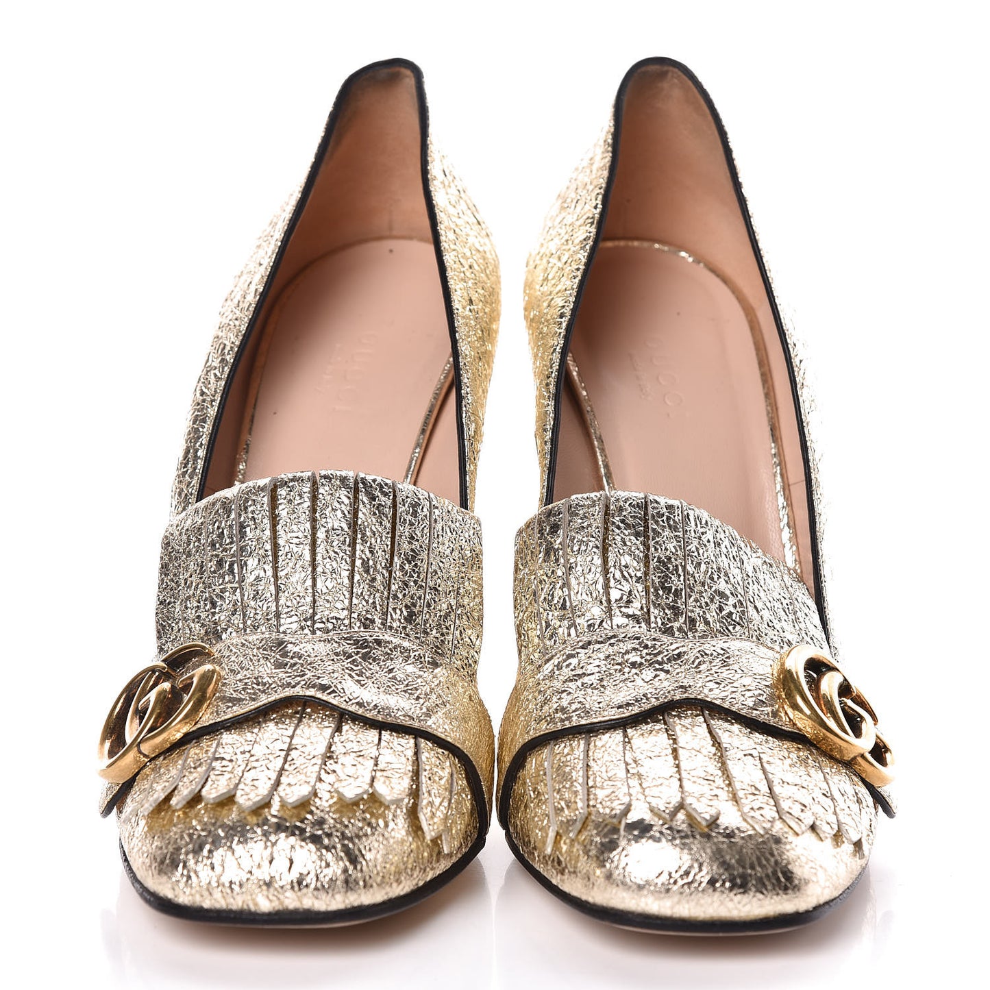 Galassia GG Marmont Fringe 105mm Loafer Pumps 40 Platino