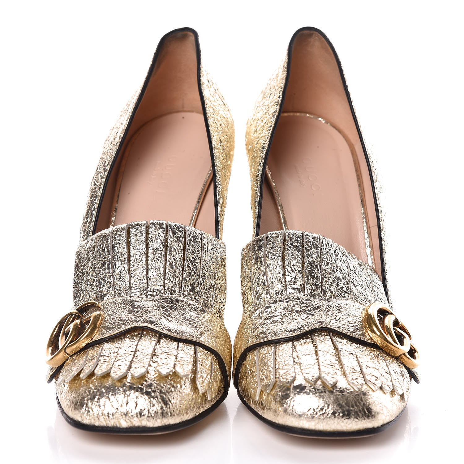 Gucci Galassia GG Marmont Fringe 105mm Loafer Pumps 40 Platino 2 of 9