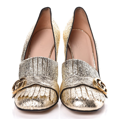Gucci Galassia GG Marmont Fringe 105mm Loafer Pumps 40 Platino 2 of 9